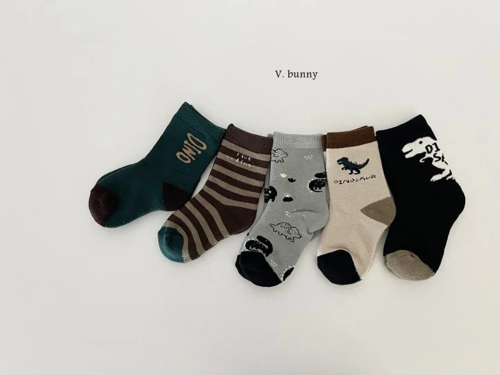 V Bunny - Korean Children Fashion - #kidsshorts - Tyranno Socks Set - 8