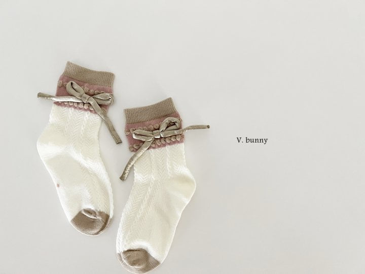 V Bunny - Korean Children Fashion - #kidsshorts - Gold Ribbon Socks Set - 3