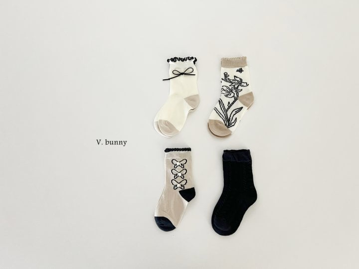 V Bunny - Korean Children Fashion - #kidsshorts - Pearl Ribbon Socks Set