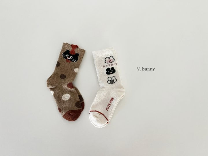 V Bunny - Korean Children Fashion - #kidsshorts - Apple Cat Socks Set - 7