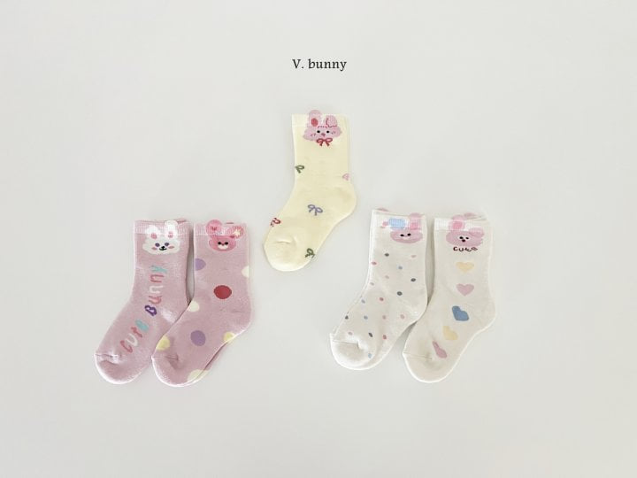 V Bunny - Korean Children Fashion - #kidsstore - Pink Rabbit Socks Set