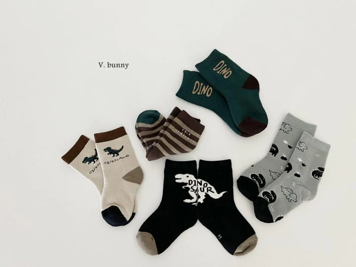 V Bunny - Korean Children Fashion - #kidsstore - Tyranno Socks Set - 9