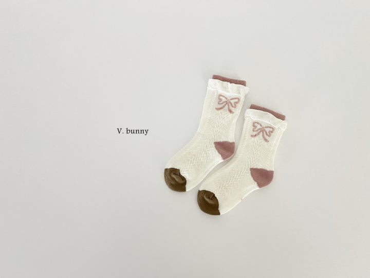 V Bunny - Korean Children Fashion - #kidsshorts - Gold Ribbon Socks Set - 4