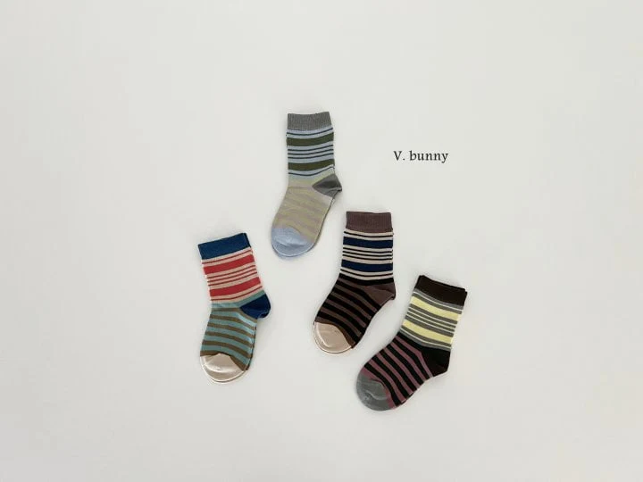 V Bunny - Korean Children Fashion - #kidsstore - Color Stripe Socks Set - 9