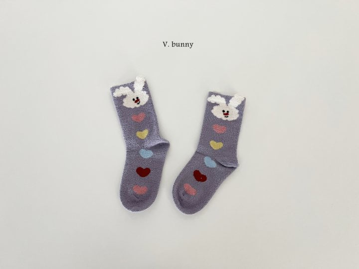 V Bunny - Korean Children Fashion - #kidsstore - Heart Rabbit Socks Set - 6