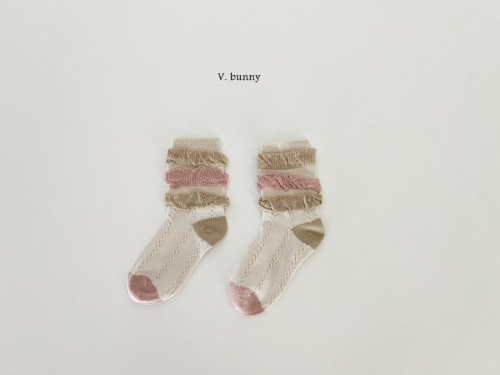 V Bunny - Korean Children Fashion - #kidzfashiontrend - Gold Ribbon Socks Set - 5