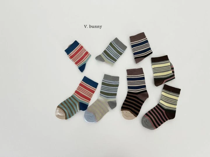 V Bunny - Korean Children Fashion - #kidzfashiontrend - Color Stripe Socks Set - 10