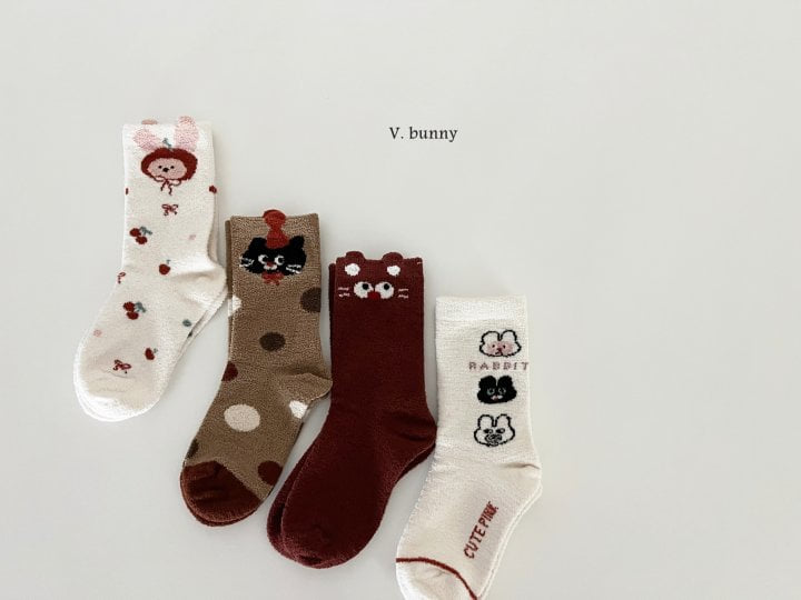 V Bunny - Korean Children Fashion - #kidzfashiontrend - Apple Cat Socks Set - 9