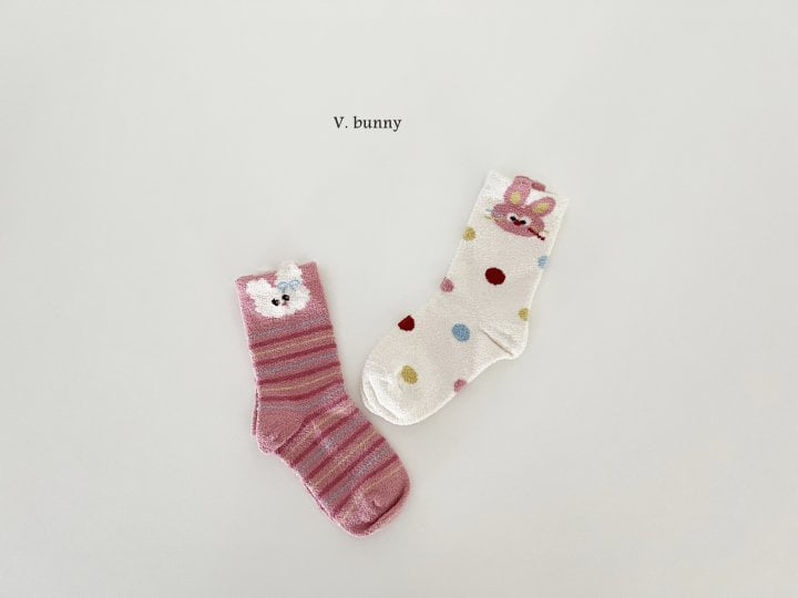 V Bunny - Korean Children Fashion - #kidzfashiontrend - Heart Rabbit Socks Set - 7