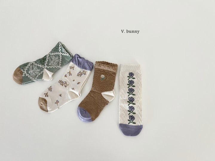 V Bunny - Korean Children Fashion - #littlefashionista - Rose Socks Set - 9