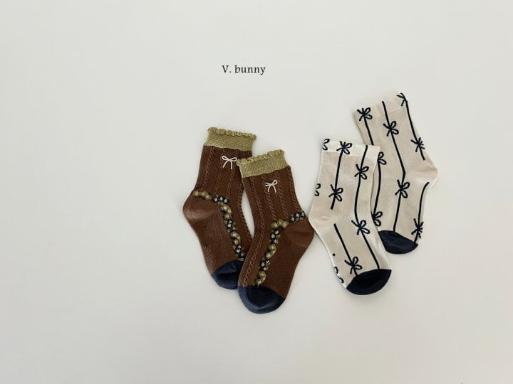 V Bunny - Korean Children Fashion - #littlefashionista - Deep Flower Socks Set - 8