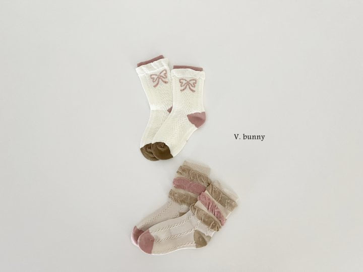 V Bunny - Korean Children Fashion - #magicofchildhood - Gold Ribbon Socks Set - 8