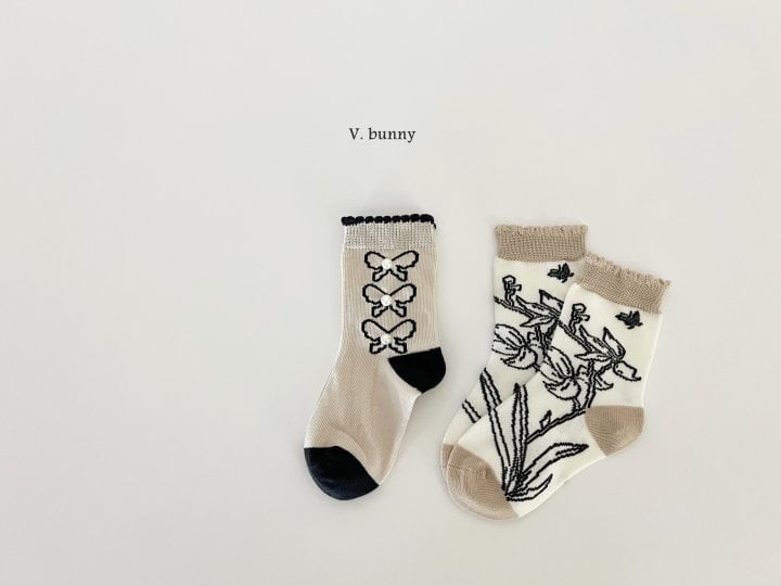 V Bunny - Korean Children Fashion - #minifashionista - Pearl Ribbon Socks Set - 7