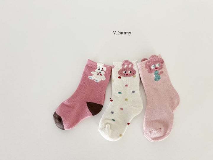 V Bunny - Korean Children Fashion - #prettylittlegirls - Flower Socks Set - 8