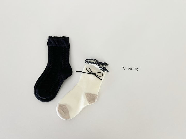 V Bunny - Korean Children Fashion - #prettylittlegirls - Pearl Ribbon Socks Set - 8