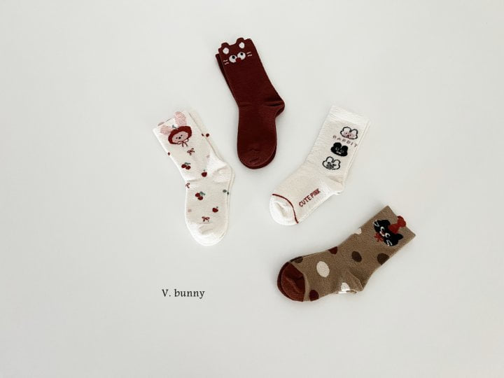 V Bunny - Korean Children Fashion - #stylishchildhood - Apple Cat Socks Set