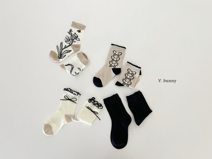 V Bunny - Korean Children Fashion - #todddlerfashion - Pearl Ribbon Socks Set - 9