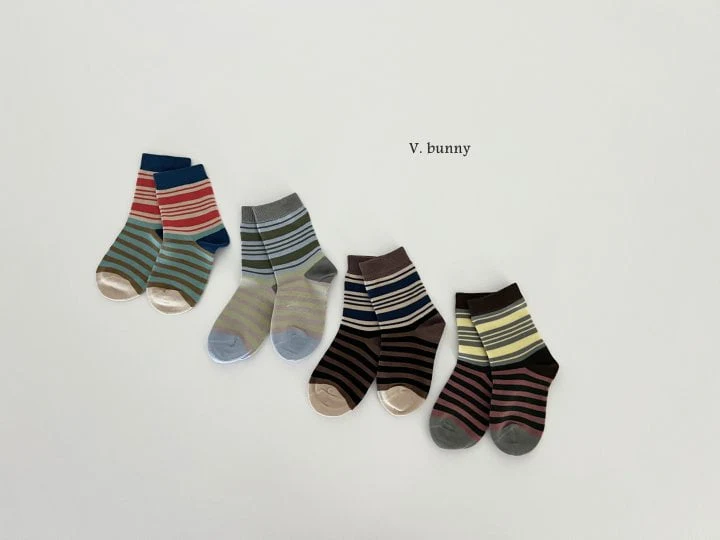 V Bunny - Korean Children Fashion - #toddlerclothing - Color Stripe Socks Set