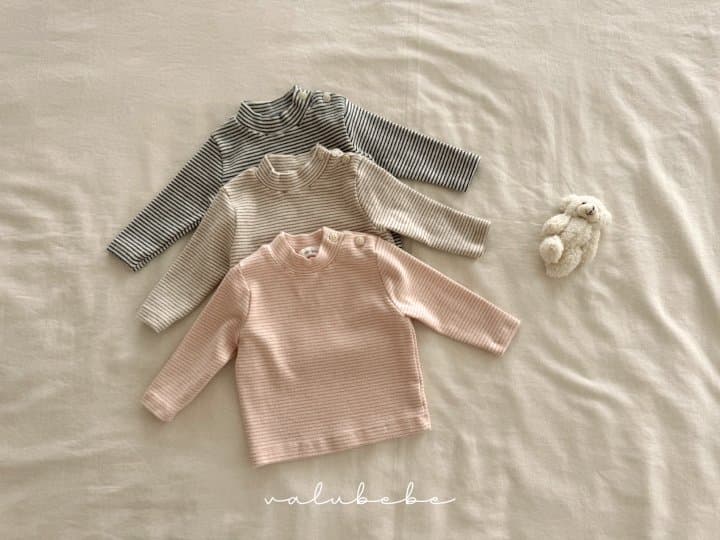 Valu Bebe - Korean Baby Fashion - #babyoninstagram - Half-neck Stripe Tee (Baby)