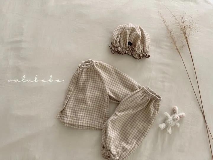 Valu Bebe - Korean Baby Fashion - #babyootd - Peach Check Bonnet Hat - 9