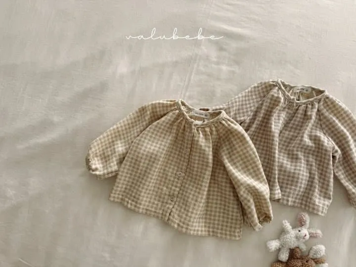 Valu Bebe - Korean Baby Fashion - #babyoutfit - Peach Check Shirt (Baby) - 10