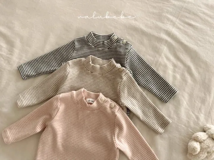 Valu Bebe - Korean Baby Fashion - #onlinebabyshop - Half-neck Stripe Tee (Baby) - 7