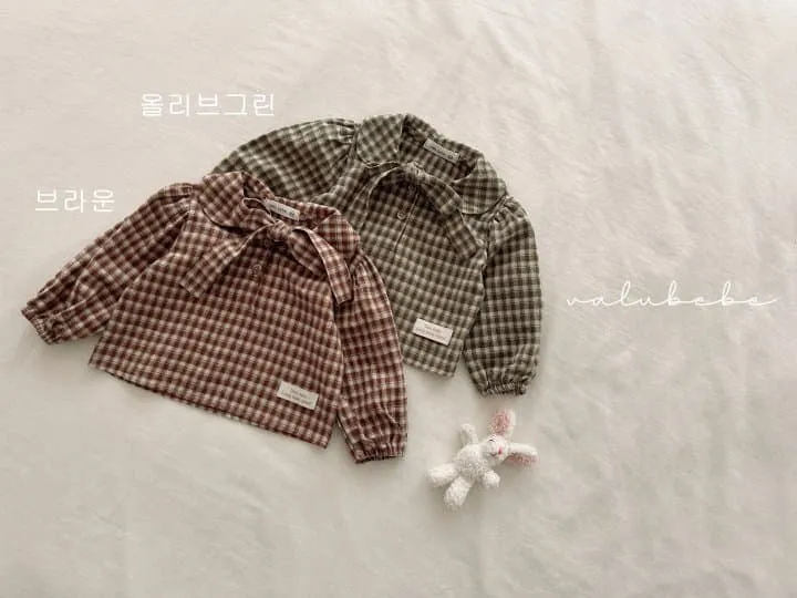 Valu Bebe - Korean Baby Fashion - #onlinebabyshop - Check Ribbon Blouse (Baby) - 8