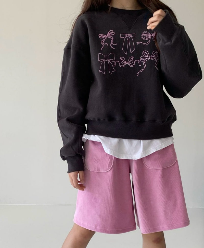 Via - Korean Women Fashion - #momslook - Ribbon Fleeced Sweatshirts