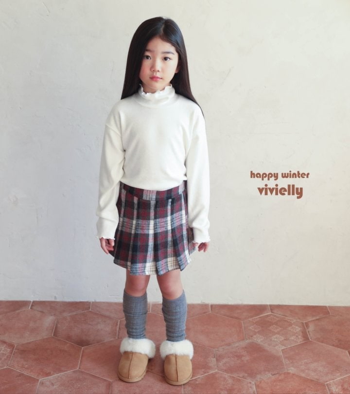 Vivielly - Korean Children Fashion - #childofig - Check Skirt Pants - 7