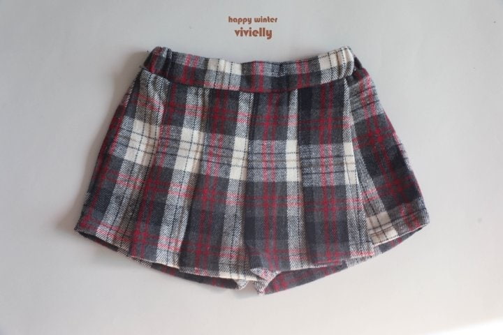 Vivielly - Korean Children Fashion - #designkidswear - Check Skirt Pants - 9