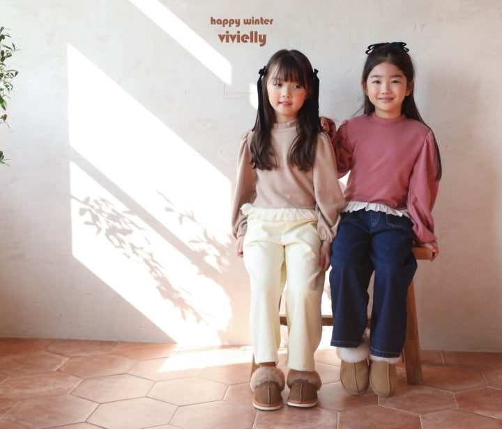 Vivielly - Korean Children Fashion - #designkidswear - Ive Rib Wide Pants - 2