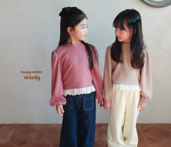 Vivielly - Korean Children Fashion - #kidsshorts - Eve Lace Tee