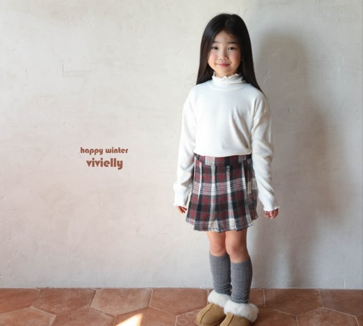 Vivielly - Korean Children Fashion - #stylishchildhood - Check Skirt Pants - 6