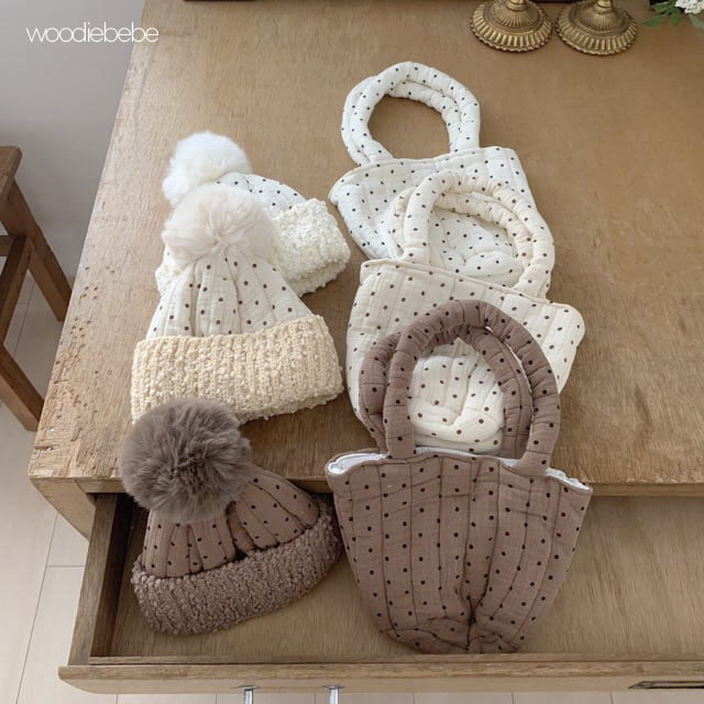 Woodie - Korean Baby Fashion - #babygirlfashion - Dot Beanie Bag Set - 2