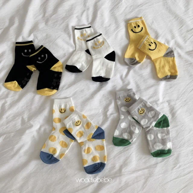 Woodie - Korean Children Fashion - #Kfashion4kids - Happy Socks (set of 5)