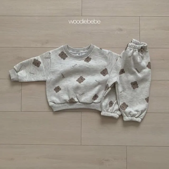 Woodie - Korean Children Fashion - #designkidswear - Dear Bear Top Bottom Set - 8