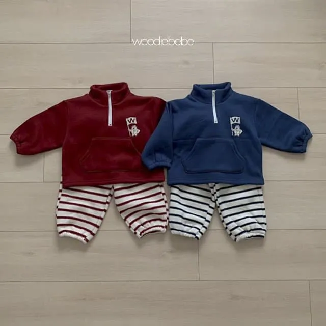 Woodie - Korean Children Fashion - #kidsstore - Flag Bear Top Bottom Set - 9