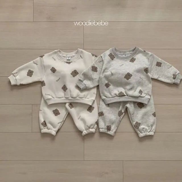 Woodie - Korean Children Fashion - #minifashionista - Dear Bear Top Bottom Set - 4