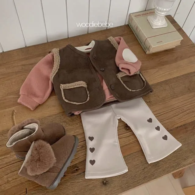 Woodie - Korean Children Fashion - #todddlerfashion - Heart Bootscut Pants - 4