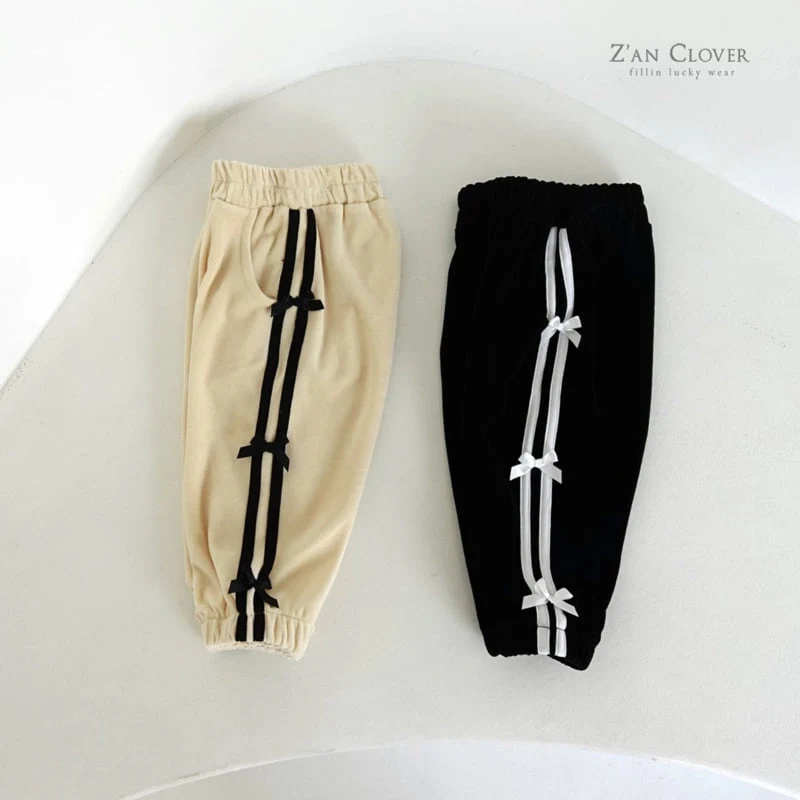 Zan Clover - Korean Children Fashion - #discoveringself - Ribbon Beloa Training Pants - 4