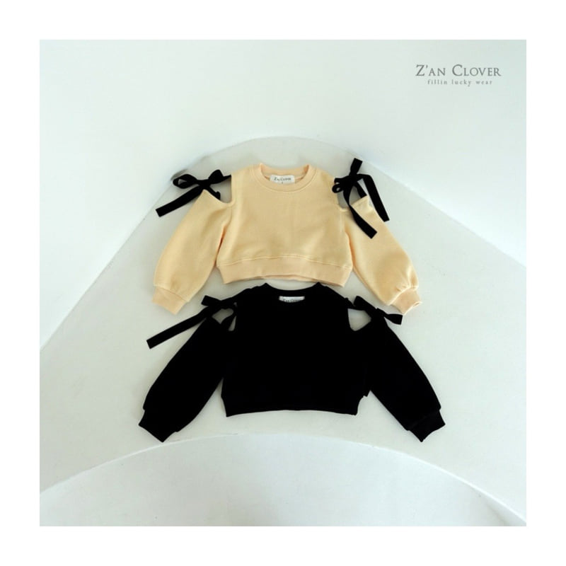 Zan Clover - Korean Children Fashion - #fashionkids - Shoulder Ribbon Sweatshirt