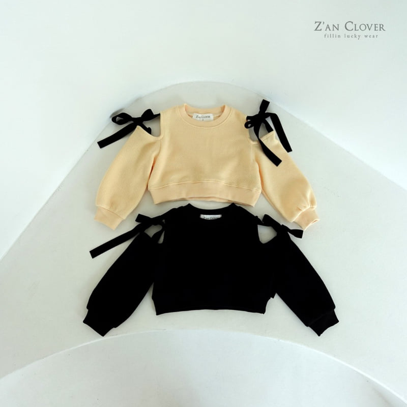 Zan Clover - Korean Children Fashion - #kidsstore - Shoulder Ribbon Sweatshirt - 4