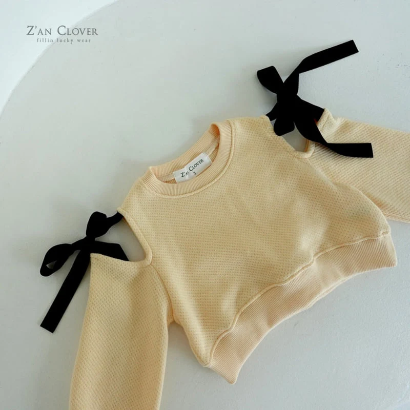 Zan Clover - Korean Children Fashion - #littlefashionista - Shoulder Ribbon Sweatshirt - 6