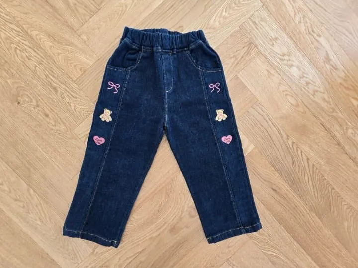 e.ru - Korean Children Fashion - #kidsshorts - Bear Denim Pants - 11