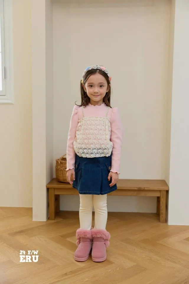 e.ru - Korean Children Fashion - #minifashionista - Denim Cargo Skirt Leggings - 7