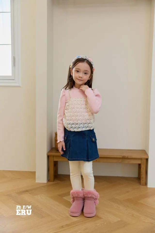 e.ru - Korean Children Fashion - #prettylittlegirls - Denim Cargo Skirt Leggings - 8