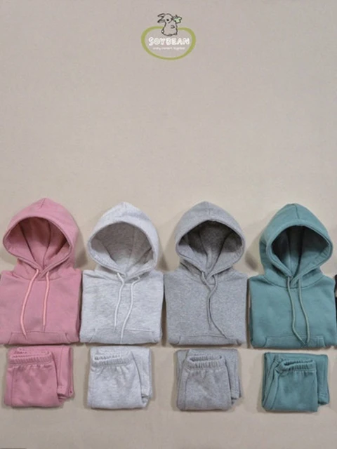 Fleece Hooded Top Bottom Set