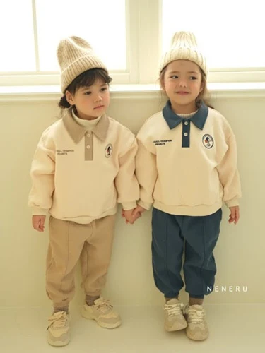 Kids Like Collar Top Bottom Set