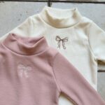 Ribbon Embroidery Turtleneck Tee