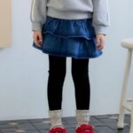 Denim Fleece Cancan Skirt Leggings